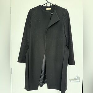 Massimo Dutti Belted Black Wool Coat